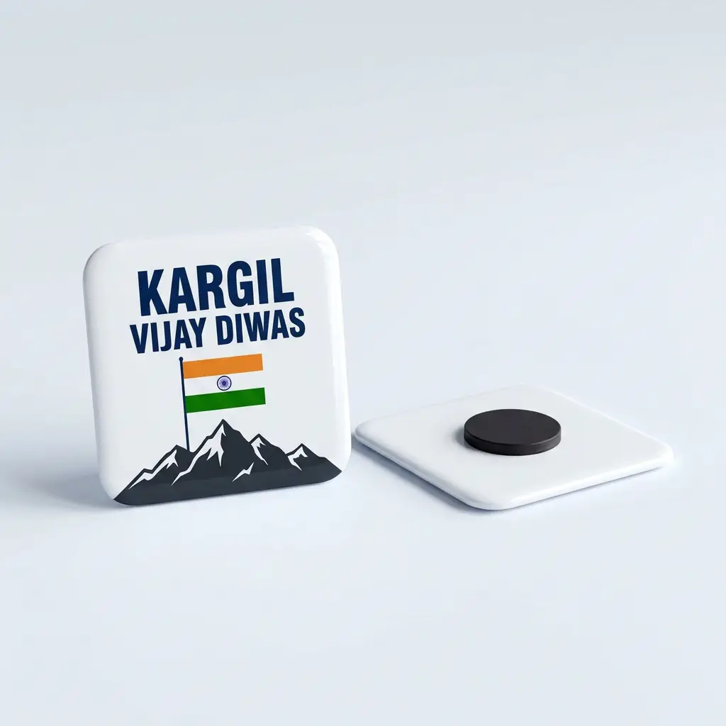 Kargil Vijay Diwas souvenir fridge magnet with Indian flag artwork